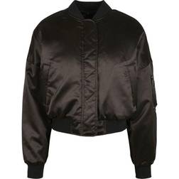 Urban Classics Women's Satin Bomber Jacket - Black