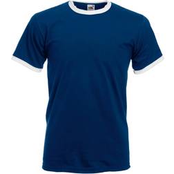 Fruit of the Loom Valueweight Ringer T-shirt Unisex - Navy/White