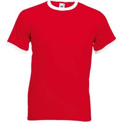 Fruit of the Loom Valueweight Ringer T-shirt Unisex - Red/White