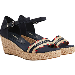 Tommy Hilfiger Logo Webbing Mid Heel Wedges - Desert Sky