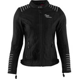 Rusty Amanda Ladies Motorcycle Leather Jacket - Black/White Dame