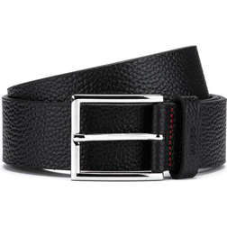 HUGO BOSS Grained Leather Belt with Logo Stamped Keeper -Black