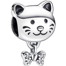 Pandora Pet Cat & Bow Charm - Silver/Transparent