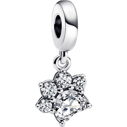 Pandora Sparkling Pet Paw Print Dangle Charm - Silver/Transparent