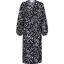 Neo Noir Onassis Graphic Wrap Dress - Black
