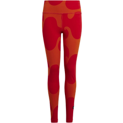 Adidas Girl's Marimekko Cotton Leggings - Collegiate Orange/Lush Red (HM4453)