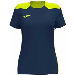 Joma Short Sleeve Women Championship Vi T-shirt - Navy Blue/Fluorescent Yellow