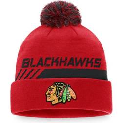 Fanatics Chicago Blackhawks Authentic Pro Team Locker Room Cuffed Knit Beanies with Pom Sr