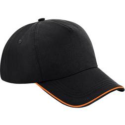 Beechfield Authentic 5 Panel Cap - Black/Orange