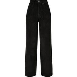 Urban Classics Ladies High Waist 90s Wide Leg Corduroy Pants - Black