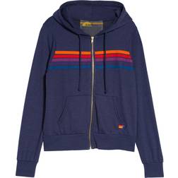 Aviator Nation 5 Stripe Hoodie Unisex - Navy/Purple Orange