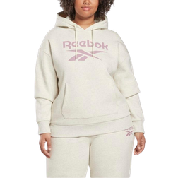 Reebok Women Identity Logo Fleece Pullover Hoodie Plus Size - Classic White Mel