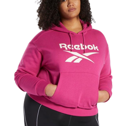 Reebok Women Identity Logo Fleece Pullover Hoodie Plus Size - Semi Proud Pink