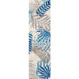 Jonathan Y Tropics Palm Leaves Blue, Grey 60.96x243.84cm