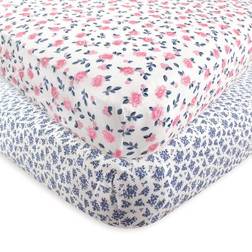 Hudson Baby Fitted Crib Sheet Floral 2-Pack 28x52"