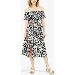 Yumi Zebra Print Bardot Dress