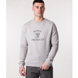 Norse Projects Crest Logo Hoodie - Light Grey Melange