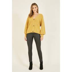 Yumi Mustard Button Front Knitted Cardigan