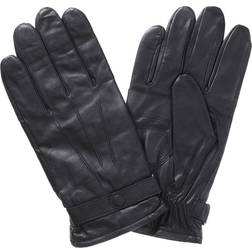 Barbour White Label Burnished Leather Gloves - Black Men