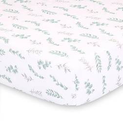 The Peanutshell Fitted Crib Sheet Farmhouse Floral Leaves 28x52 28x52"