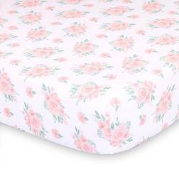 The Peanutshell Fitted Crib Sheet Farmhouse Floral 28x52 28x52"