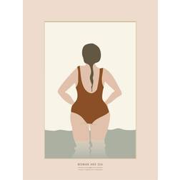 Vissevasse Minimalist Woman And Sea 50x70 cm Plakat