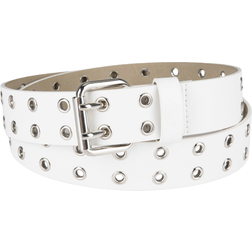 Dickies Women's Leather Double Grommet Belt - White