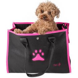 Petlife Posh Paw Elegant Leatherette Designer Fashion Travel Pet Dog Carrier Tote 23.114x30.988cm