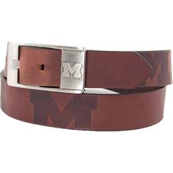 Eagles Wings Michigan Wolverines Brandish Leather Belt - Brown