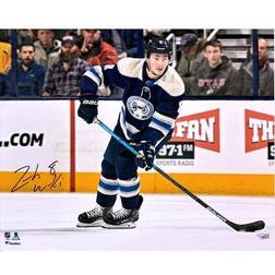 Fanatics Columbus Blue Jackets Zach Werenski Autographed Alternate Jersey Skating with Puck Photograph