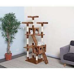 Go Pet Club Brown 72"Cat Tree Condo with Two Ladders