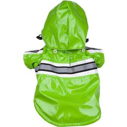 Petlife R4GRXS Green Reflecta Glow Pvc Raincoat