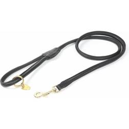 Shires and Fox Rolled Leather Dog Lead Black