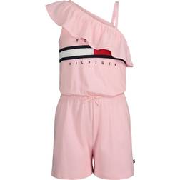 Tommy Hilfiger Girl's One-Shoulder Flag Stripe Logo Romper - Rose Shadow