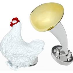 Jan Leslie Sterling Silver Chicken & 24K Vermeil Egg Cufflinks