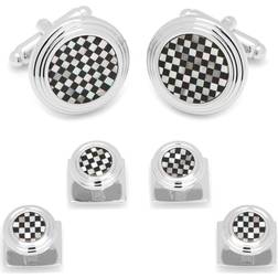 Cufflinks Inc Checkered Onyx Mother-of-Pearl Cuff Links Studs Set