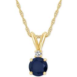 Macy's Pendant Necklace - Gold/Sapphire/Diamond