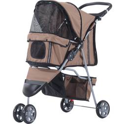 Pawhut Pet Travel Stroller Pushchair Trolley Puppy Jogger Three Wheels 45x97cm