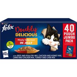 Felix Doubly Delicious Meat Wet Cat Food 40 x 100g