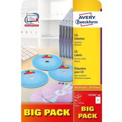 AVERY Zweckform L7676A-40P Etiquette Pour CD Ø 117 mm Papier Blanc 80 pcs