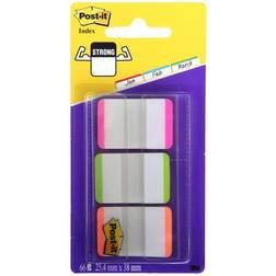 Post-it Index Tabs Lined Strong 25mm Assorted Pink Bright-green Orange