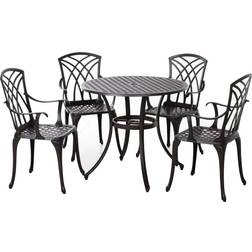 OutSunny Alfresco Cast Aluminium 5 Piece Garden Dining Set, Brown Patio Dining Set