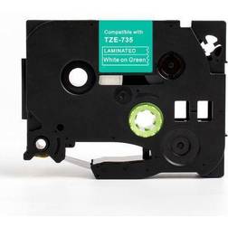 Tape 12mm TZe-735 Vit på Grön