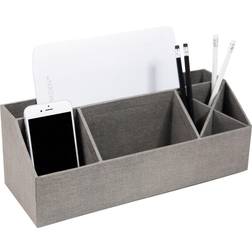 Bigso Organizador De Escritorio Con 4 Compartimentos Con Aspecto De Lino Gris