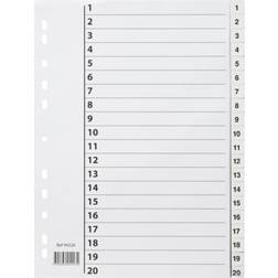 Register i plast A4 1-20 vit, 10 st