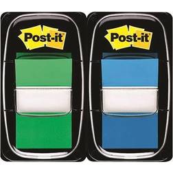 3M Post-it Index Tabs Green and Blue (100 Pack)