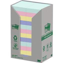 3M Post-it blok Recycled Notes 38x51mm i flere farver, 24 blokke