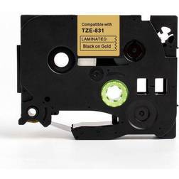 Tape 12mm TZe-831 Svart på Guld