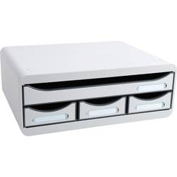 Exacompta Drawer Unit with 4 Drawers Toolbox Mini Plastic Light Grey 35.5 x 27 x 13.5 cm