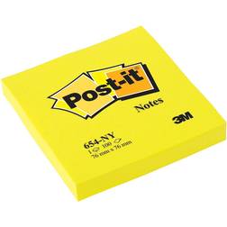 3M Post-it block 654NGU 76x76mm Neongul 6/fp